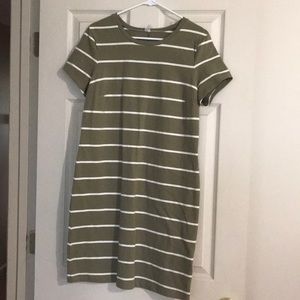 Old Navy Olive Green striped t-shirt dress